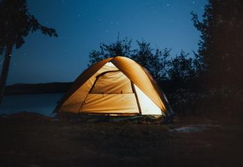 Campingtält banner