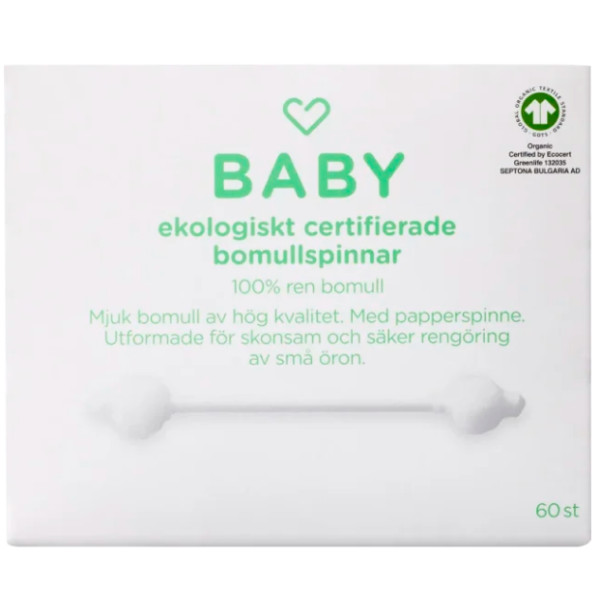 Hjärtats Baby Eko Bomullspinnar