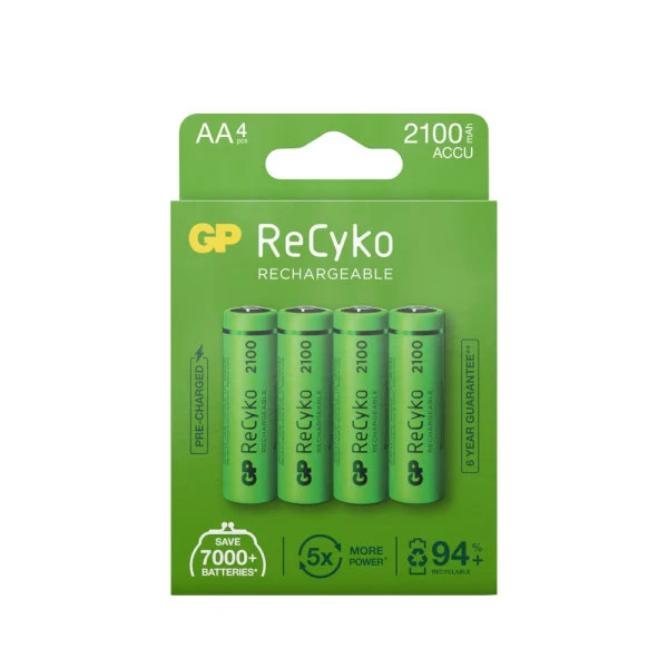 GP ReCyko Laddningsbara AA-batterier 2100 mAh 4-pack