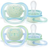 Philips Avent Ultra Air Napp Natt 0–6m 2-Pack, Blå/Ljusgrön