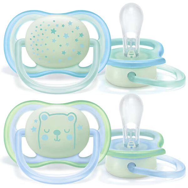 Philips Avent Ultra Air Napp Natt 0–6m 2-Pack, Blå/Ljusgrön