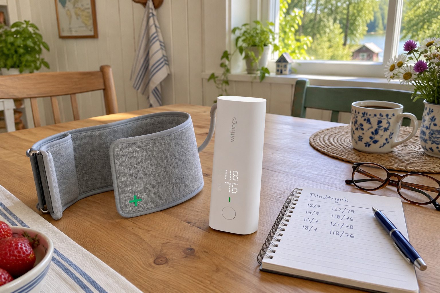 Withings BPM Connect med integrerad mätenhet och mjuk manschett
